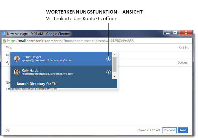Worterkennungsfunktion für Visitenkarte