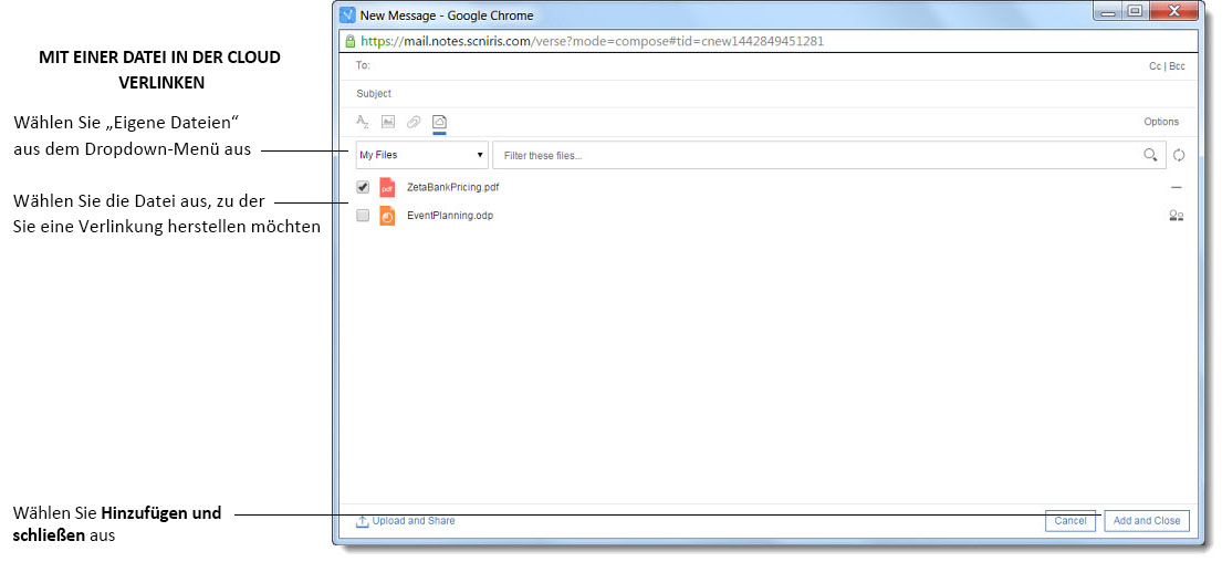 Datei aus der Cloud anhängen