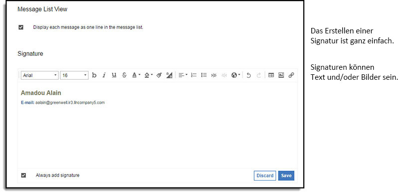 E-Mail-Signatur hinzufügen