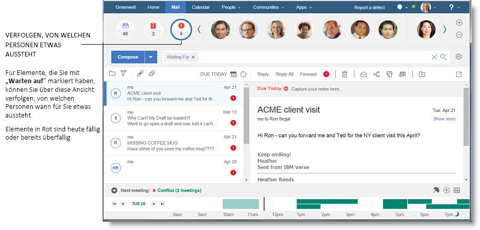Zeigen Sie alle mit Warten auf markierten Nachrichten an.