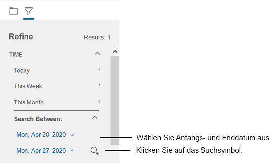 Abbildung mit einem ausgewählten benutzerdefinierten Datumsbereich