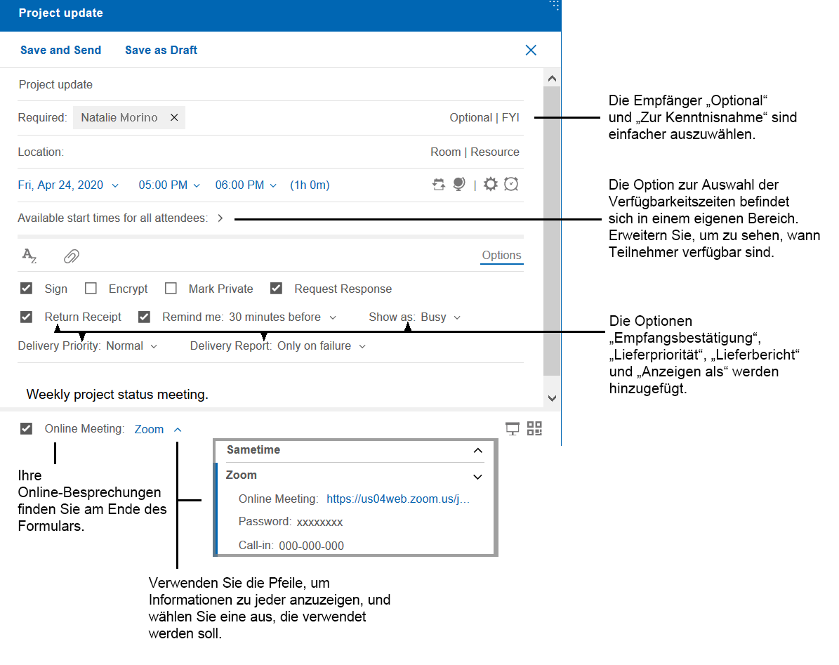 Verbesserung des Kalenderereignisformulars grafisch dargestellt