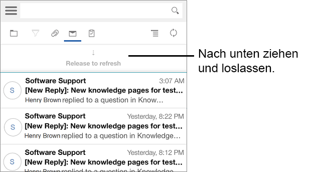 Abbildung: Text "Zur Aktualisierung freigeben" auf einem mobilen Gerät.