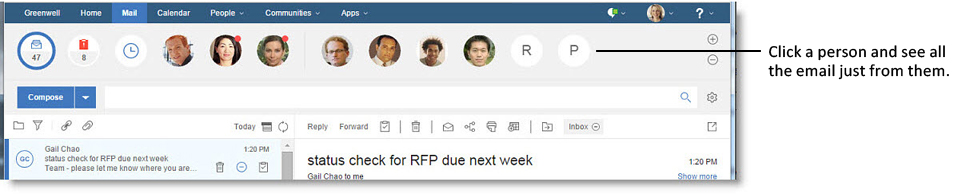 Click a person and see all the mail from them.