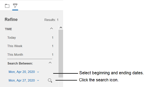 Picture showing a custom date range selected