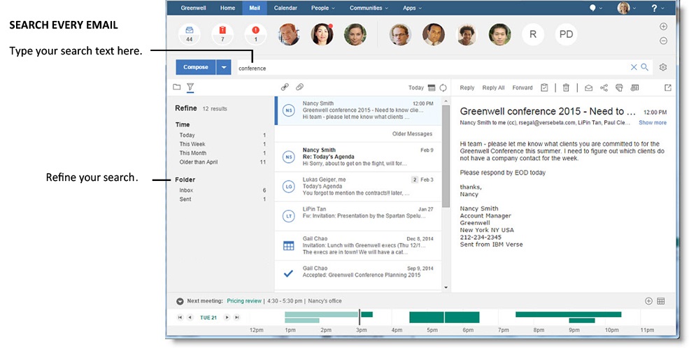 In die Suchleiste eingegebener Text und Verfeinern-Symbol ausgewählt.