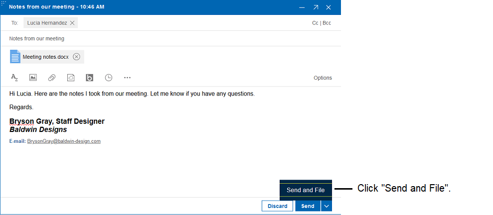 Abbildung der Option "Senden und Ablegen"