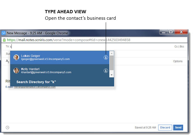 Carte de visite en saisie automatique
