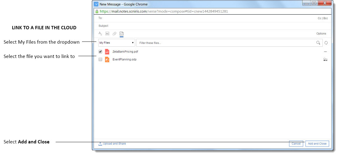 Joindre un fichier depuis le cloud