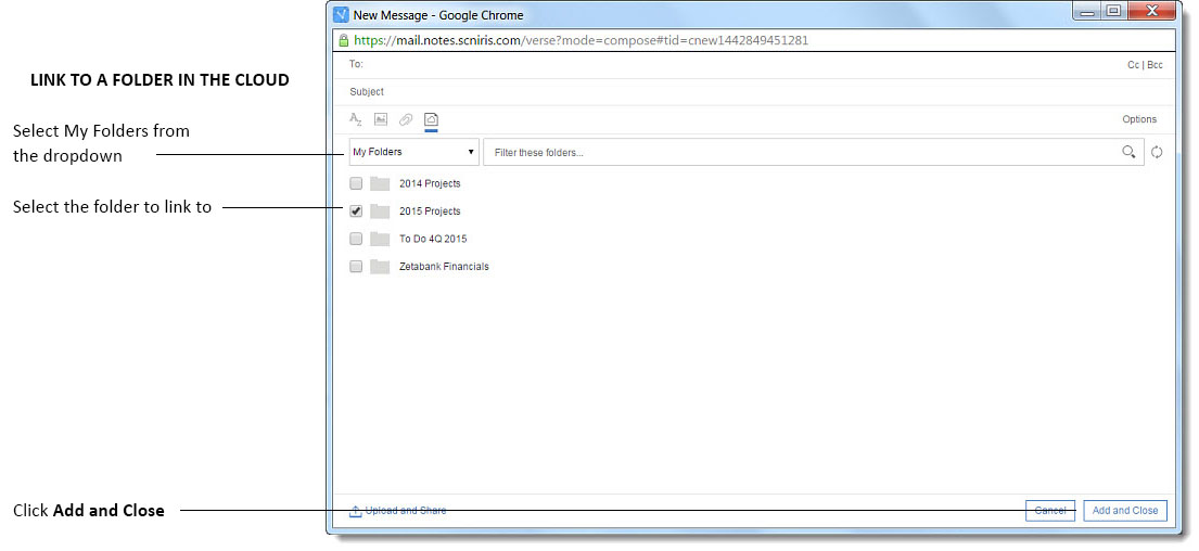 链接到 Connections 中的文件夹