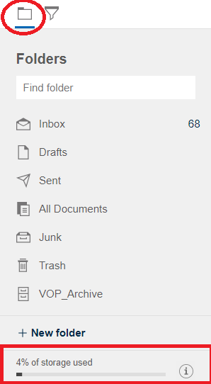 Speicherkontingent anzeigen