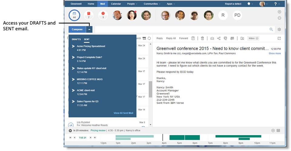 Ablagefach für Entwürfe und gesendete Mails