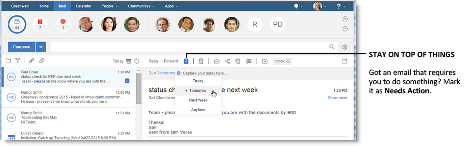 Klicken Sie auf eine Person, um alle Mails von dieser anzuzeigen.
