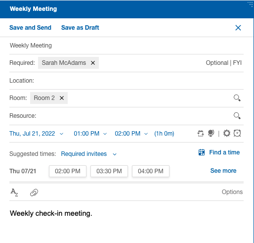 新規ミーティング・フォーム