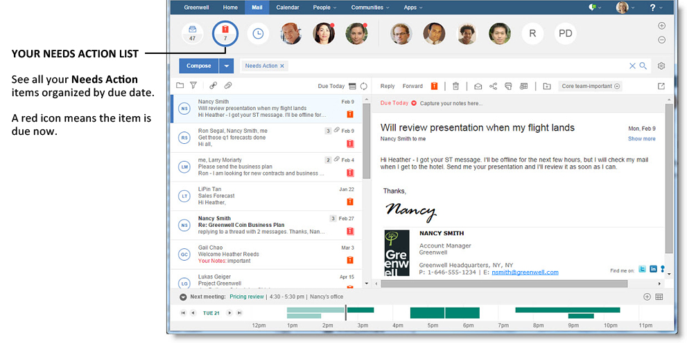 「要アクション」としてマークされたすべてのメッセージを表示します。