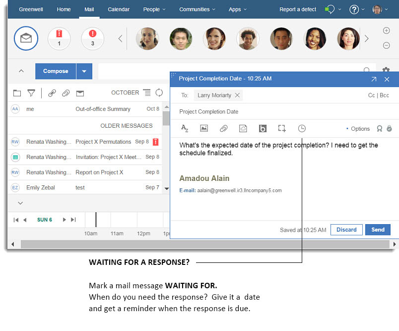 メール・メッセージを「対応待ち」としてマークします。