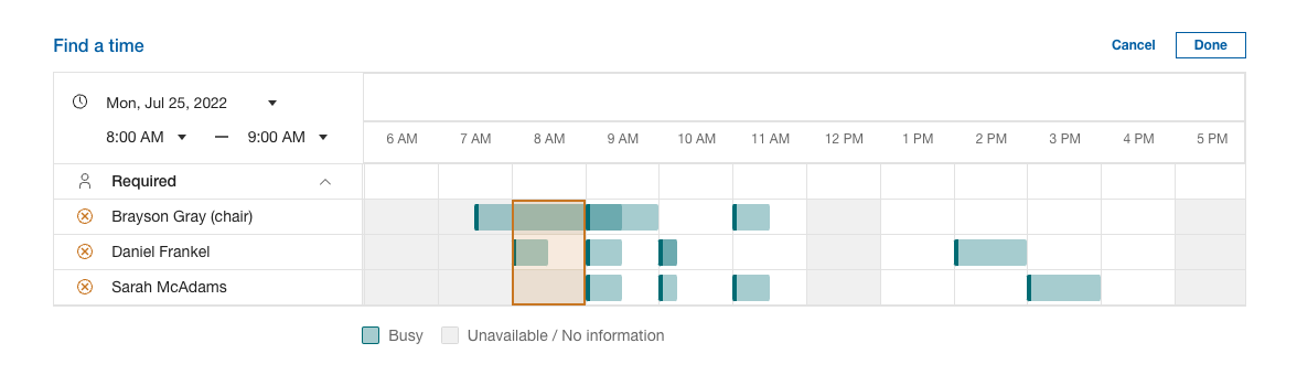 finding available time