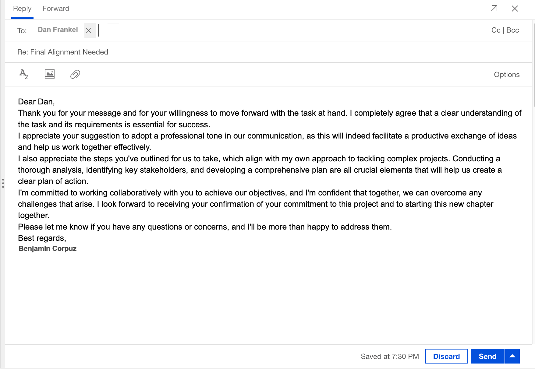 this the image of the summarized email from the sender.