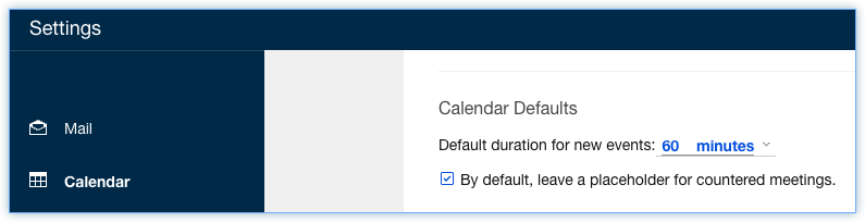 This image shows the default checked to leave a placeholder for counter meetings