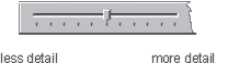 A horizontal bar with eleven equally spaced markers has a sliding indicator pointing at the middle marker.