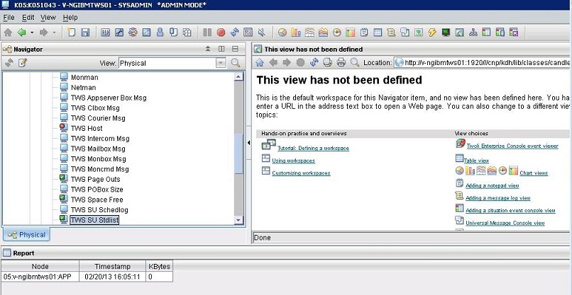 Displays the stdlist and schedlog directories monitored by the Tivoli Monitoring Agent in the Physical view