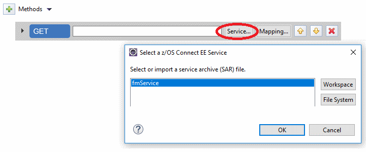 新しい API とサービス・アーカイブ・ファイルの関連付け