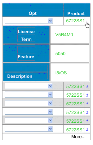 Details view of subfile rows using default Columns placement support