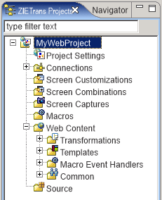 ZIETrans Web project view