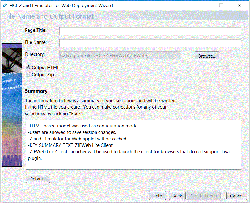 File Name and Output Format