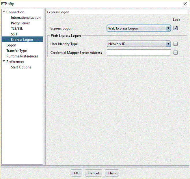 FTP Express Logon session properties