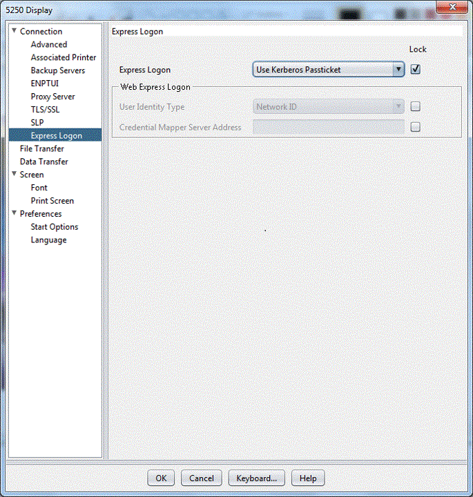 5250 Express Logon session properties