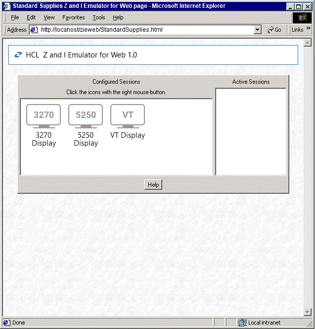 Desktop page with smaller sessions window