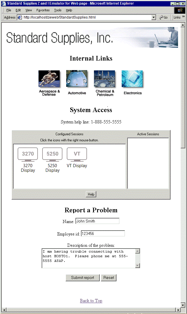 Desktop page with JavaScript